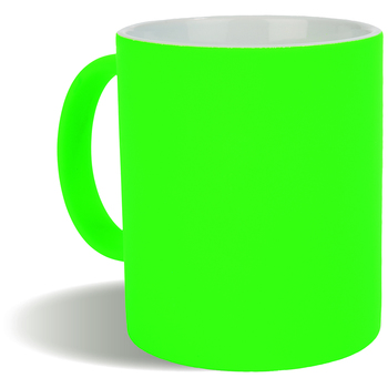 Taza cerámica (Grado A ) 320 ml. Exterior en colores fluorescentes interior blanco