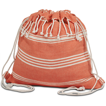 Mochila algodón fouta con cordones y flecos