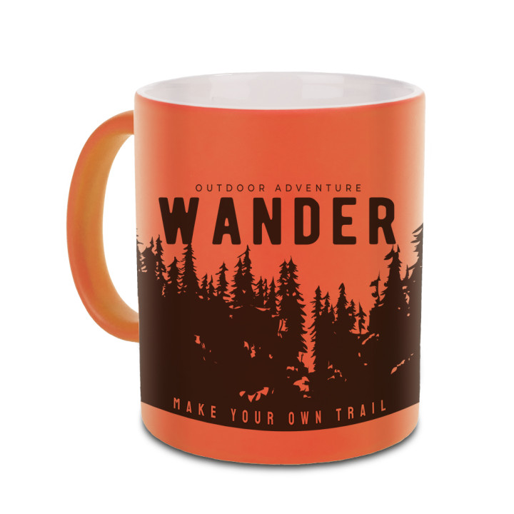 Taza cerámica (grado a ) 320 ml. exterior en colores fluorescentes interior blanco