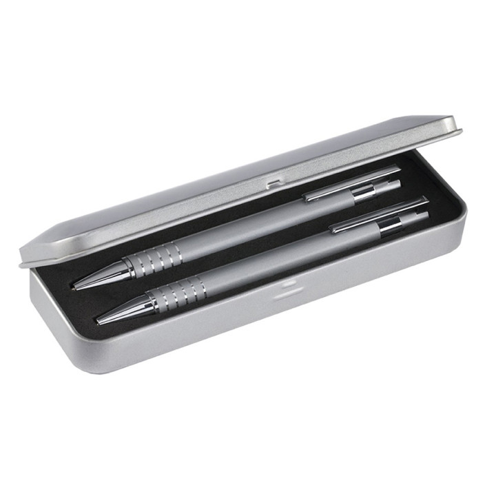 Set de escritura metal con bolígrafo y portaminas
