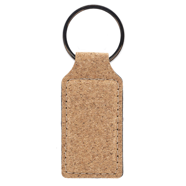 Llavero metal/corcho rectangular