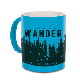 Taza cerámica (grado a ) 320 ml. exterior en colores fluorescentes interior blanco