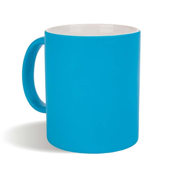 Taza cerámica (grado a ) 320 ml. exterior en colores fluorescentes interior blanco
