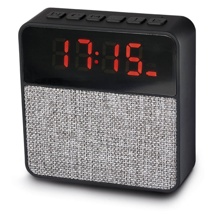 Altavoz bluetooth con reloj alarma led y radio fm