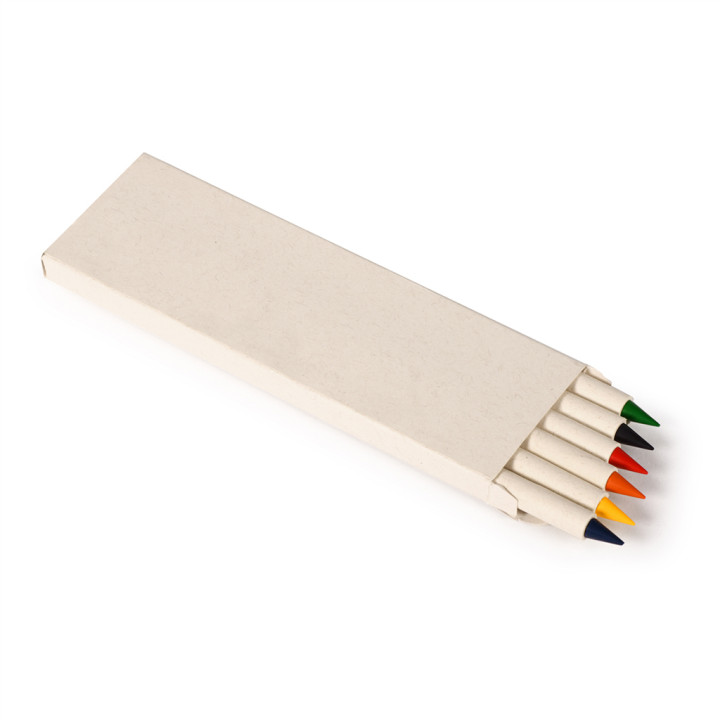 Caja de papel de leche con lápices de colores