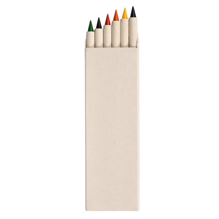 Caja de papel de leche con lápices de colores