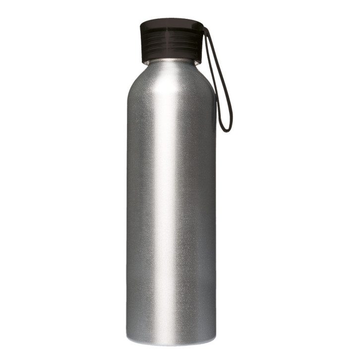 Botella 650 ml para agua en aluminio/plástico/silicona