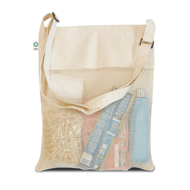 Mochila algodón orgánico 240gr. con malla frontal y asas ajustables