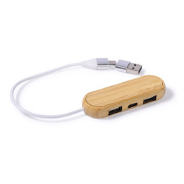 Connector 3 puertos usb de bambú