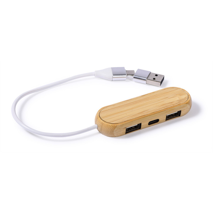 Connector 3 puertos usb de bambú