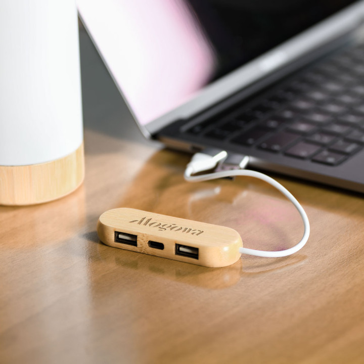 Connector 3 puertos usb de bambú