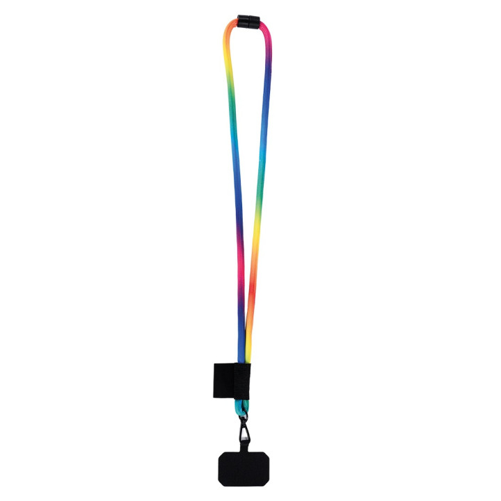 Lanyard arco iris con soporte para móvil