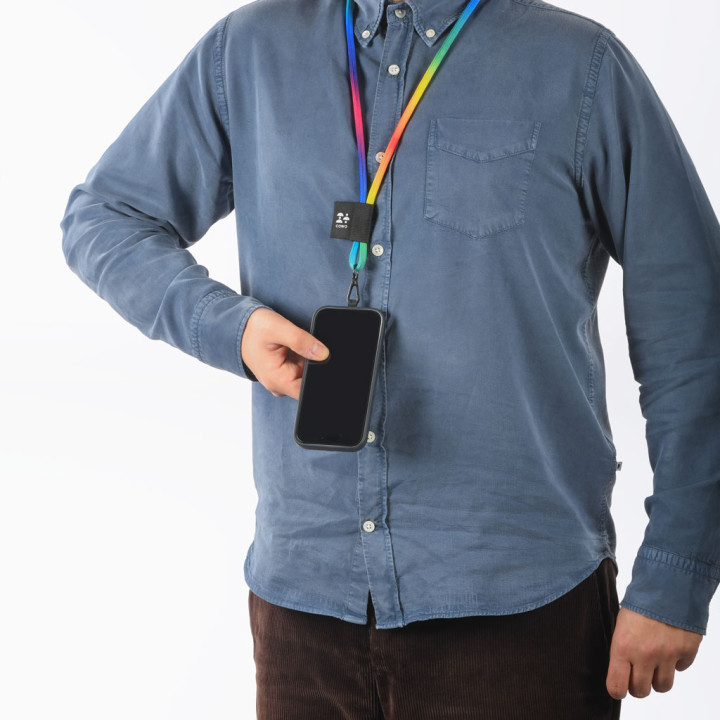 Lanyard arco iris con soporte para móvil