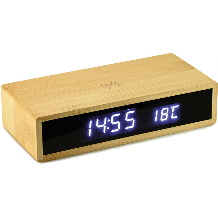Reloj despertador lcd para escritorio con cargador inalámbrico