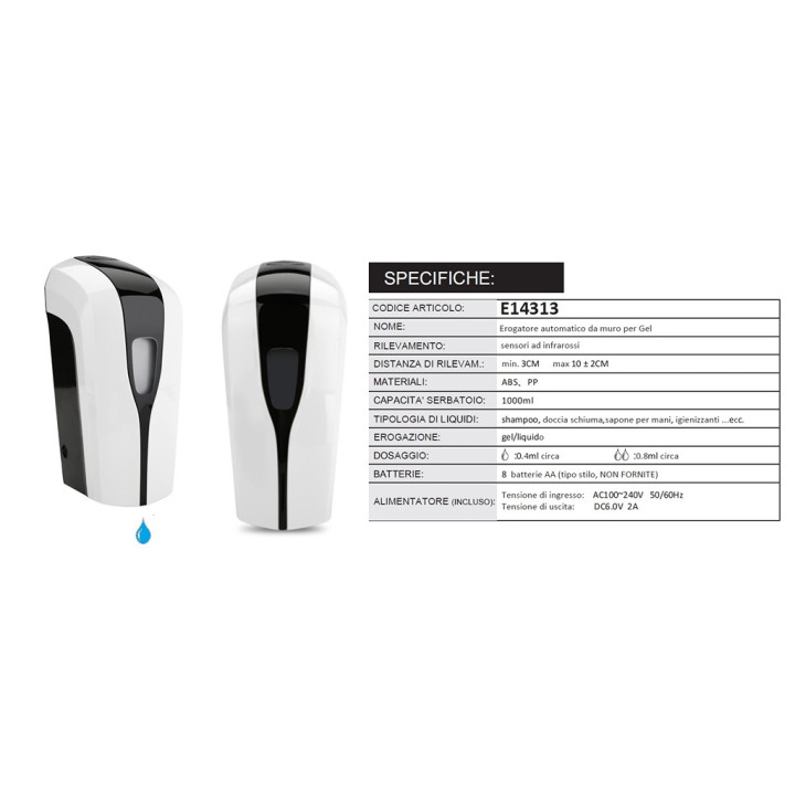 Dispensador automático de gel para pared