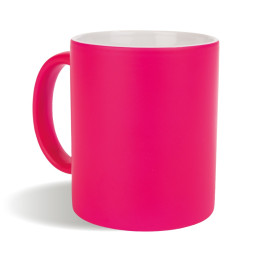 Taza cerámica (grado a ) 320 ml. exterior en colores fluorescentes interior blanco