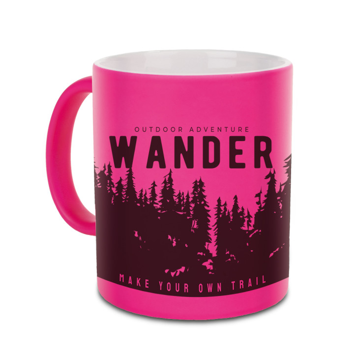 Taza cerámica (grado a ) 320 ml. exterior en colores fluorescentes interior blanco