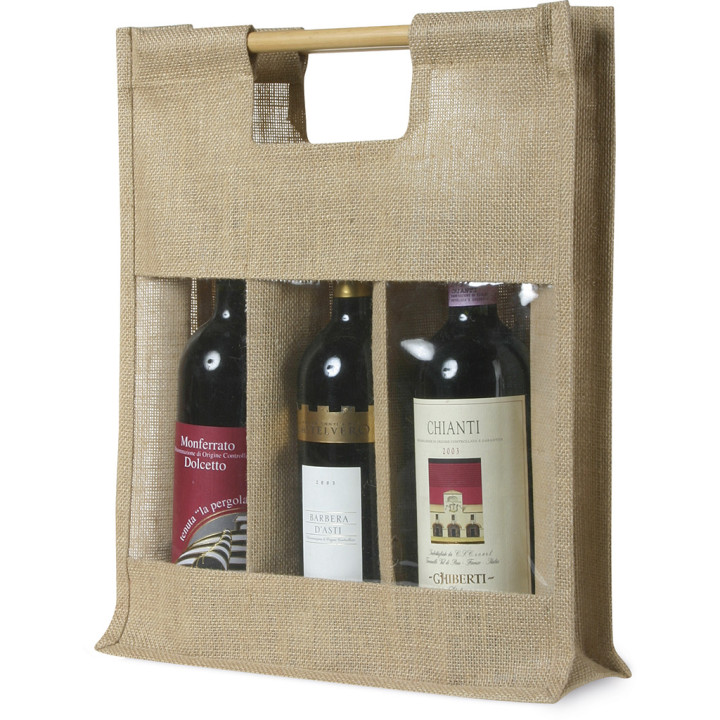Bolsa para 3 botellas yute