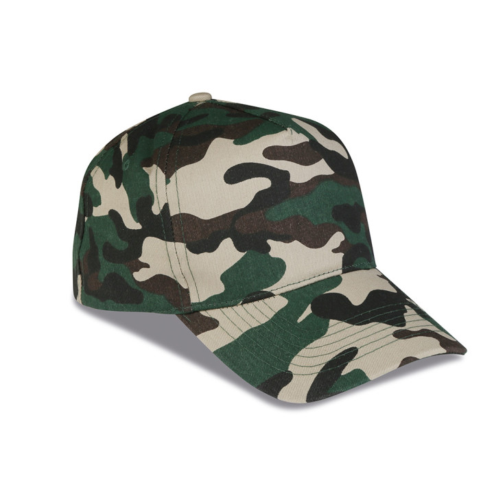 Gorra 5 paneles camuflaje 100% algodón