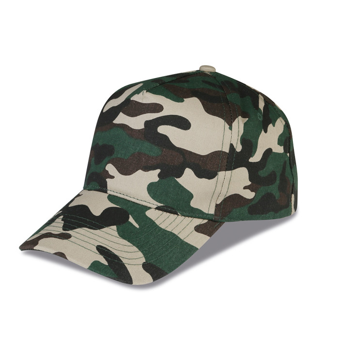 Gorra 5 paneles camuflaje 100% algodón