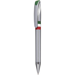 Bolígrafo plástico plateado bandera italiana