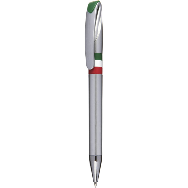 Bolígrafo plástico plateado bandera italiana