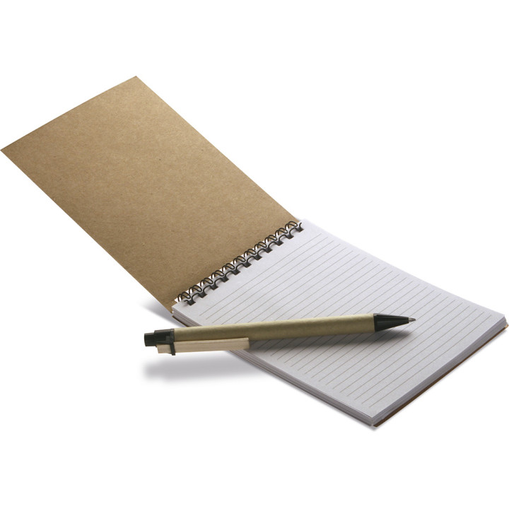 Libreta ecológica con bolígrafo en estuche