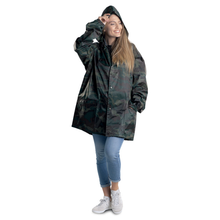 Chaqueta impermeable cierre botones camuflaje