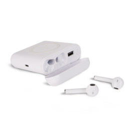 Auriculares bluetooth con usb y cargador inalámbrico