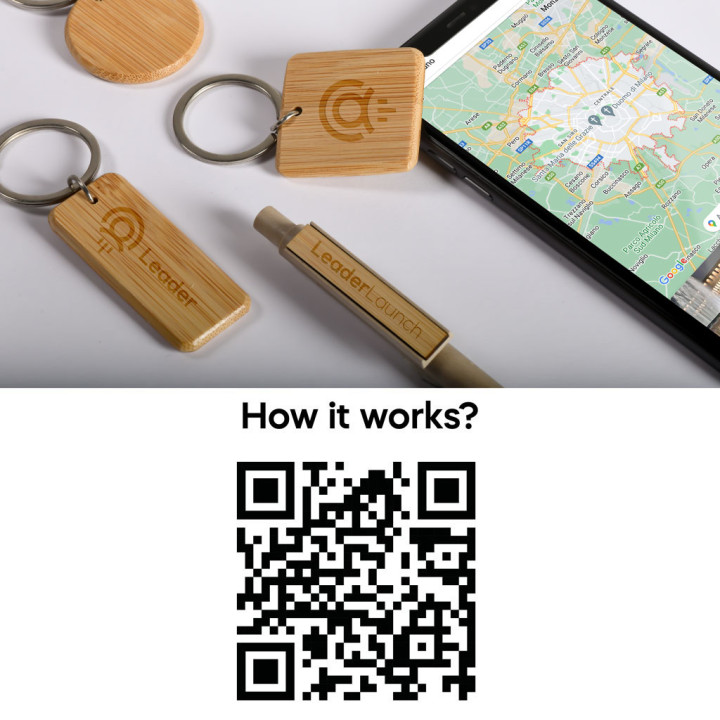Llavero de bambú con etiqueta nfc