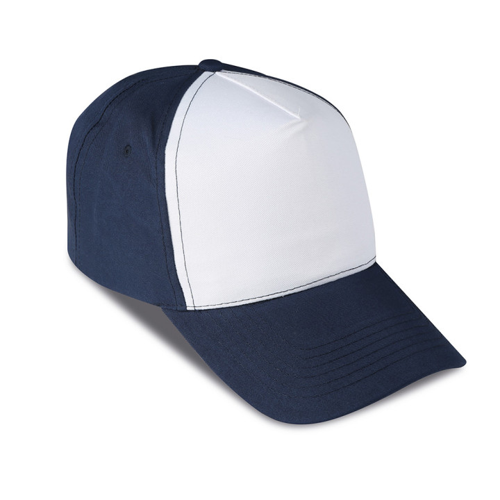 Gorra golf 5 paneles bicolor 100% poliéster