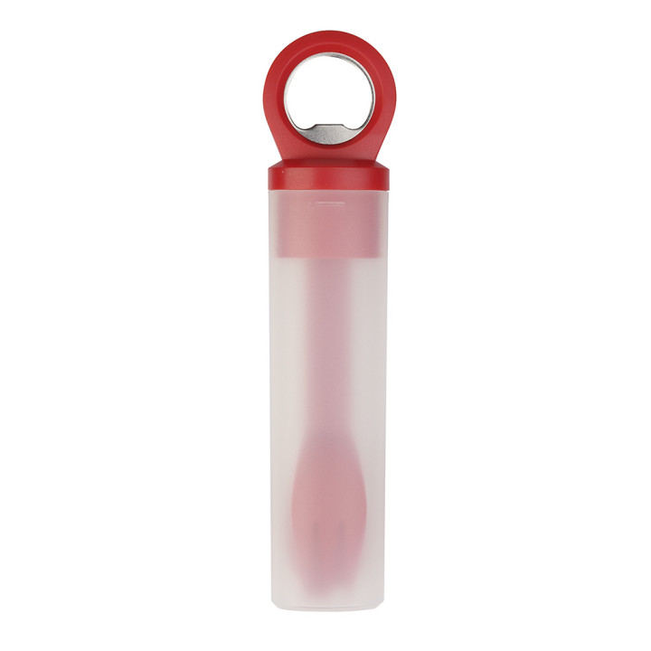 Abridor de botellas con set cubertería
