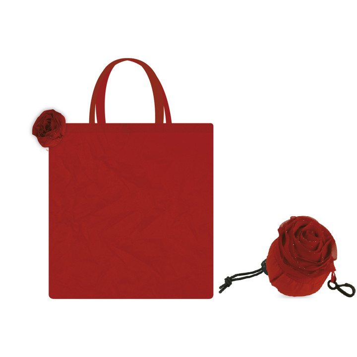 Bolsa shopping plegable nylon forma rosa