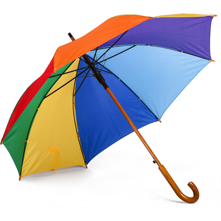 Paraguas automático madera arco iris 23"