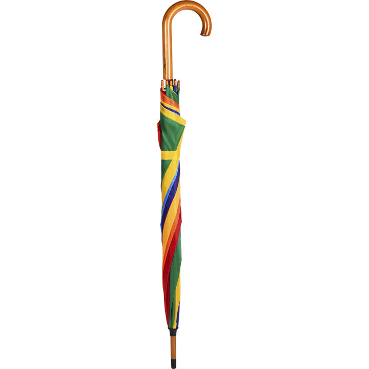 Paraguas automático madera arco iris 23"