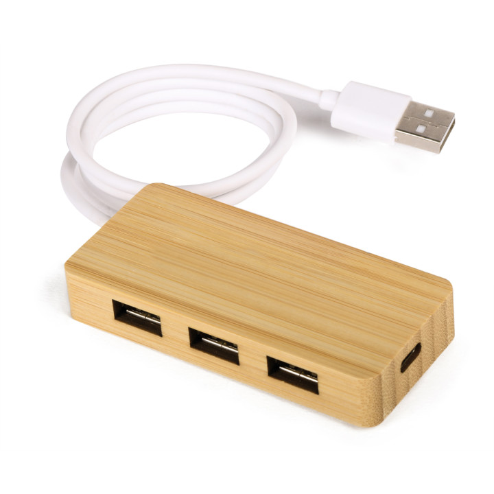 Dispositivo con puertos usb de bambú