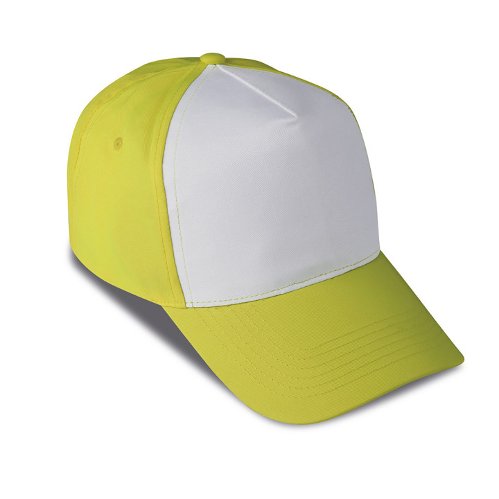 Gorra golf 5 paneles bicolor 100% poliéster