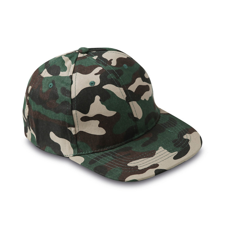 Gorra rapper 6 paneles camuflaje 100% algodón