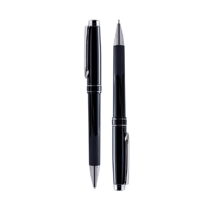 Set escritura metal/pu con bolígrafo y portaminas
